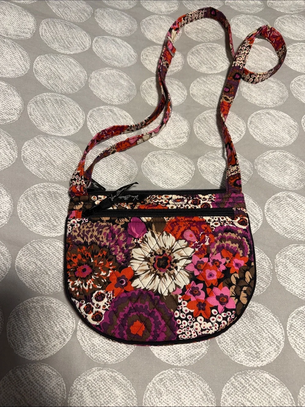 Vera Bradley Quilted Floral Crossbody Bag in Purple and Pink